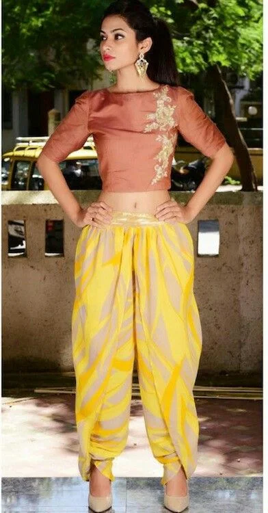 Colorful Dhoti Pants with Crop Top